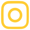 Ein gelbes Instagram-Logo mit einem abgerundeten Quadrat mit einem Kreis und einem Punkt im Inneren, vor einem transparenten Hintergrund.