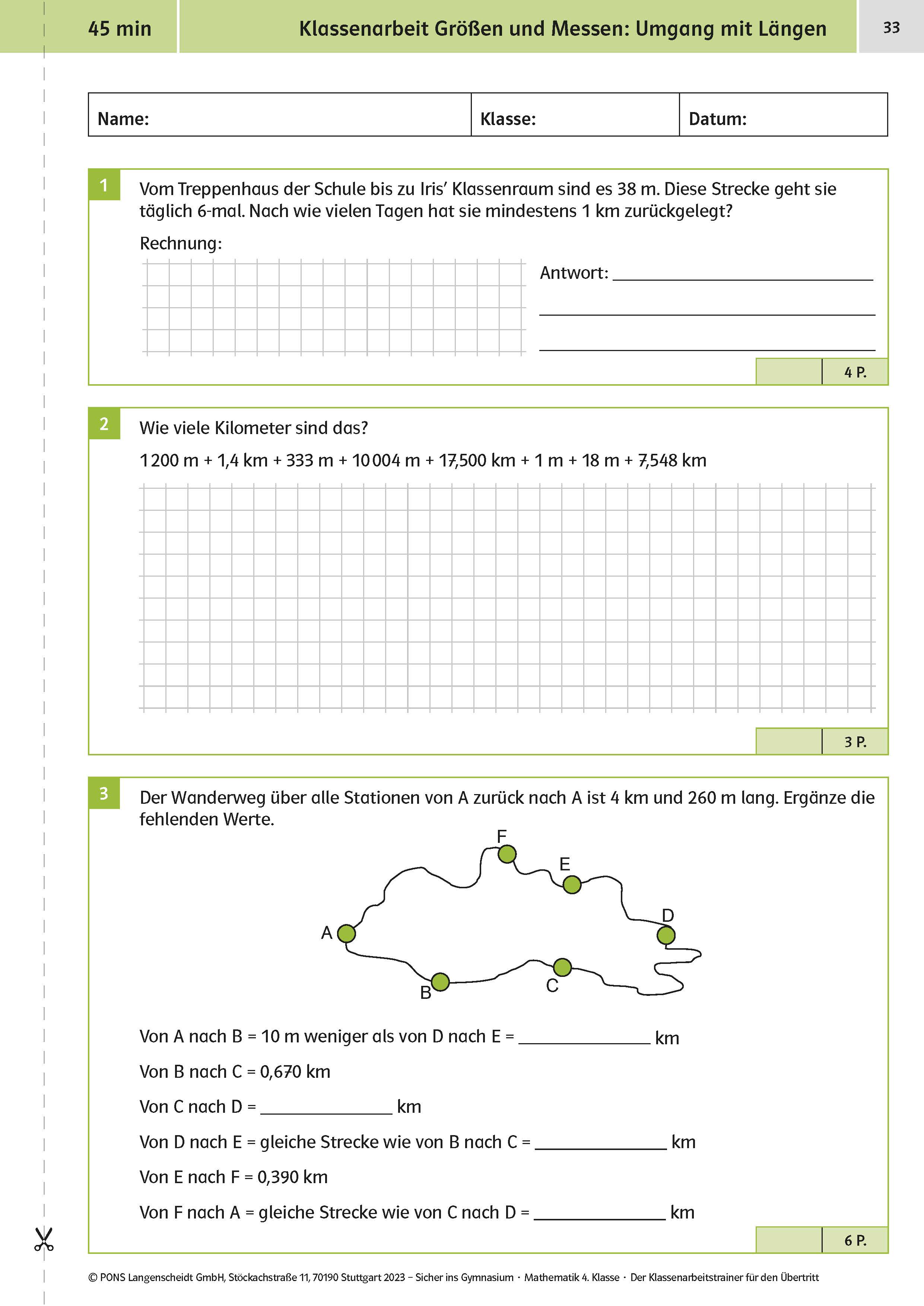 Klett Sicher ins Gymnasium: Klassenarbeitstrainer für den Übertritt Mathematik 4. Klasse