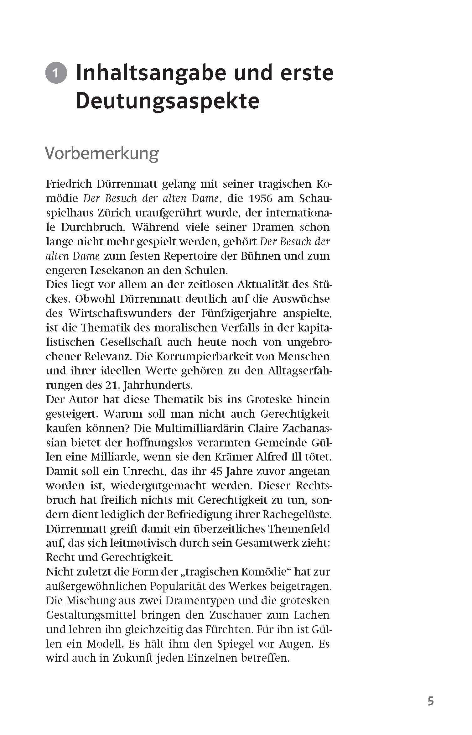 Klett Lektürehilfen Friedrich Dürrenmatt, Der Besuch der alten Dame