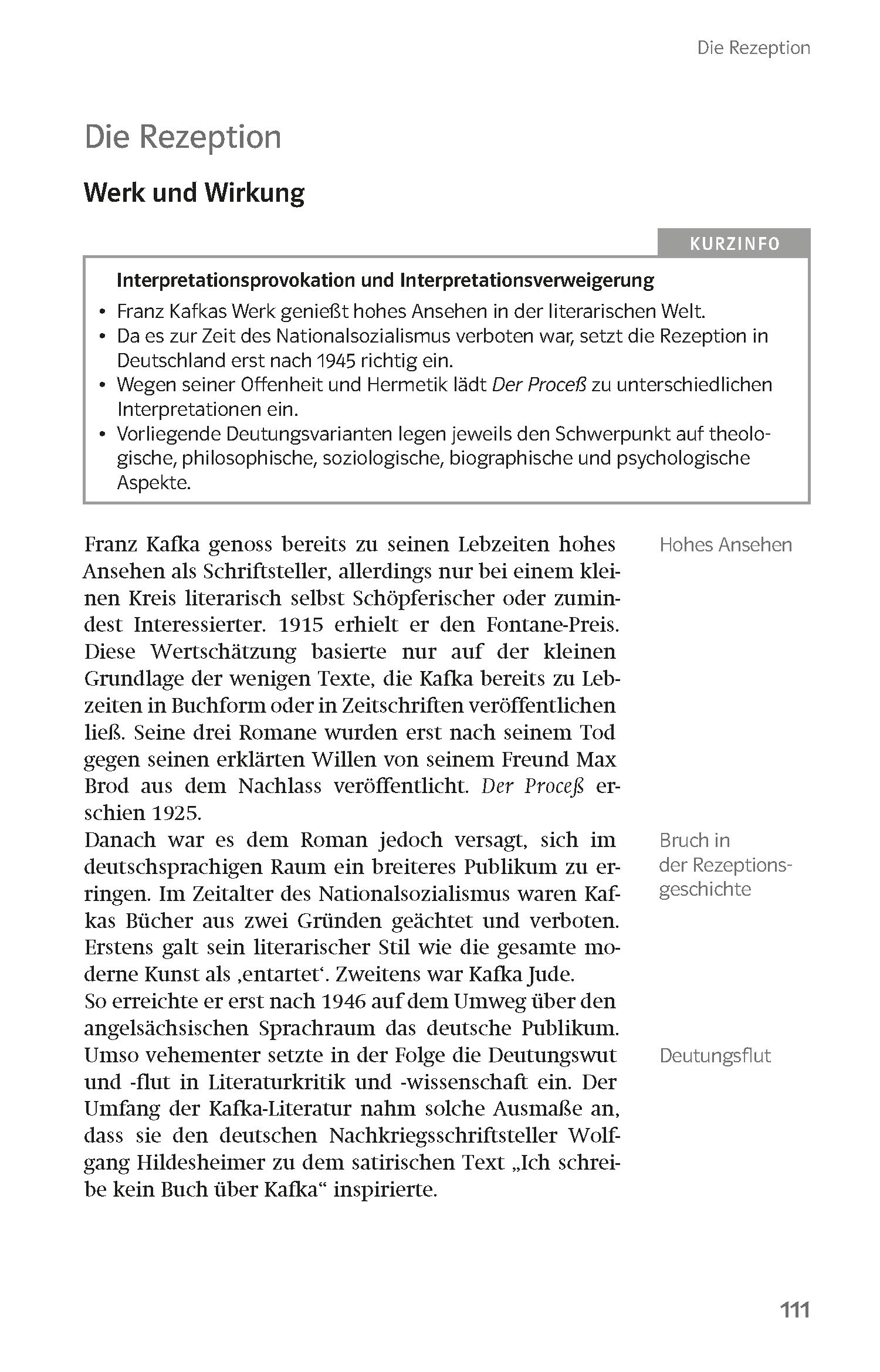 Klett Lektürehilfen Franz Kafka, Der Proceß