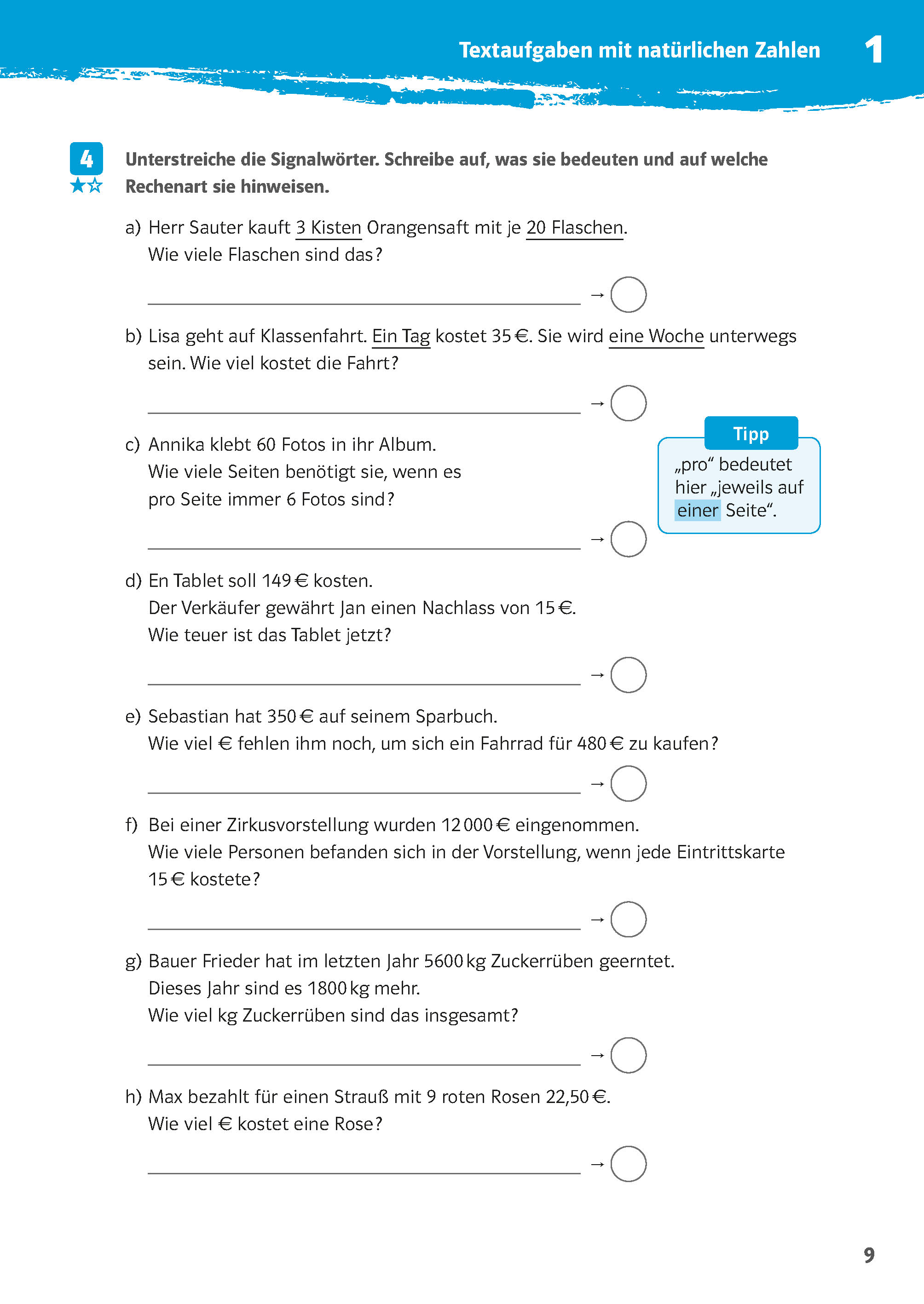Klett 10-Minuten-Training Mathematik Textaufgaben 5. Klasse