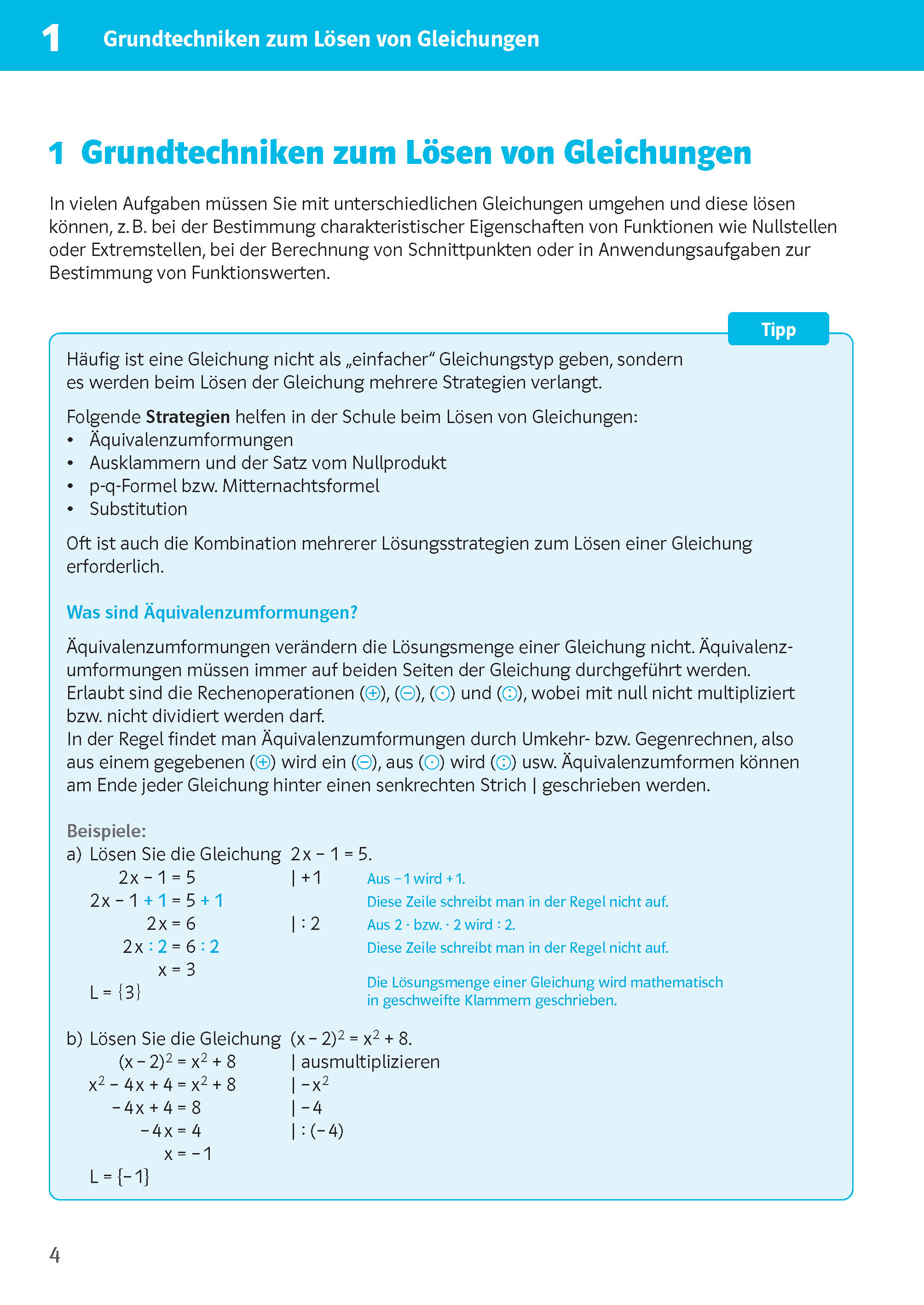 Klett Sicher im Abi 10-Minuten-Training Oberstufe Mathematik Gleichungen