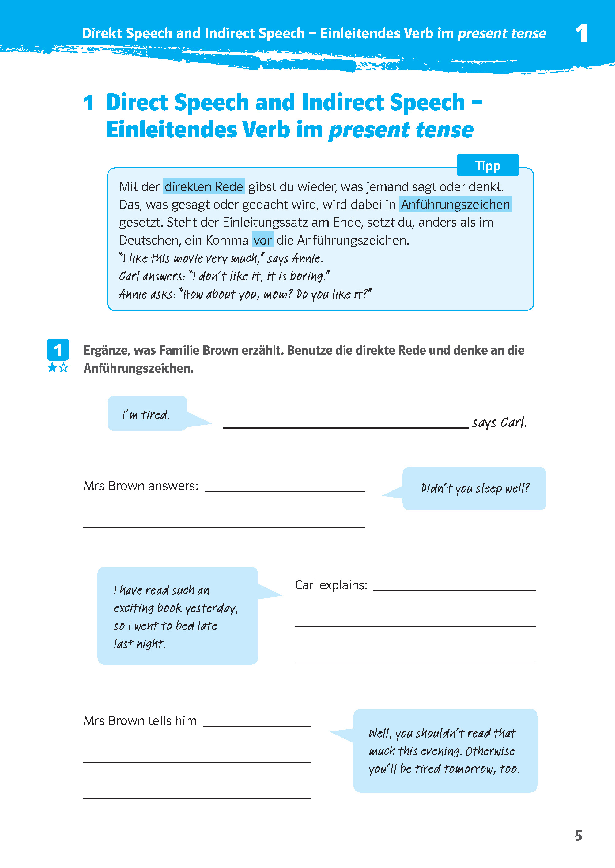 Klett 10-Minuten-Training Englisch Direct Speech - Indirect Speech 7./8. Klasse Klett 10-Minuten-Training Englisch Direct Speech - Indirect Speech 7./8. Klasse
