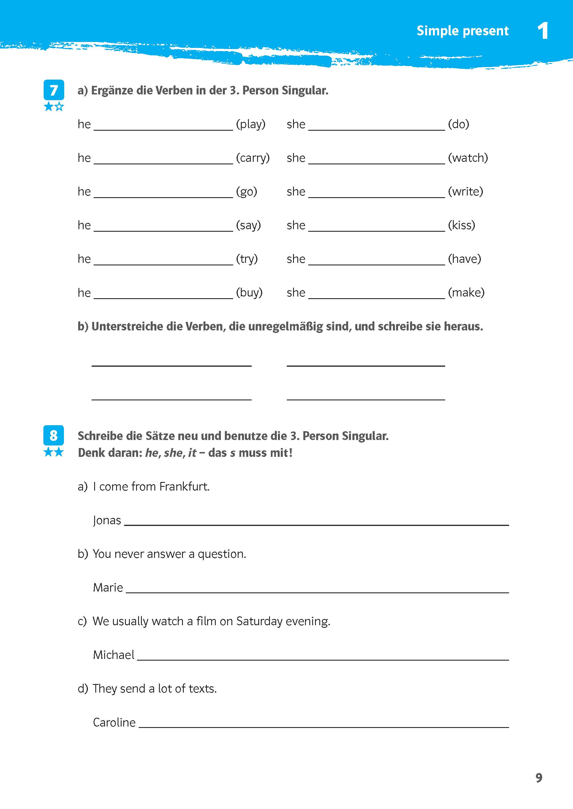Klett 10-Minuten-Training Englisch Simple Present und Present Progressive 5. Klasse