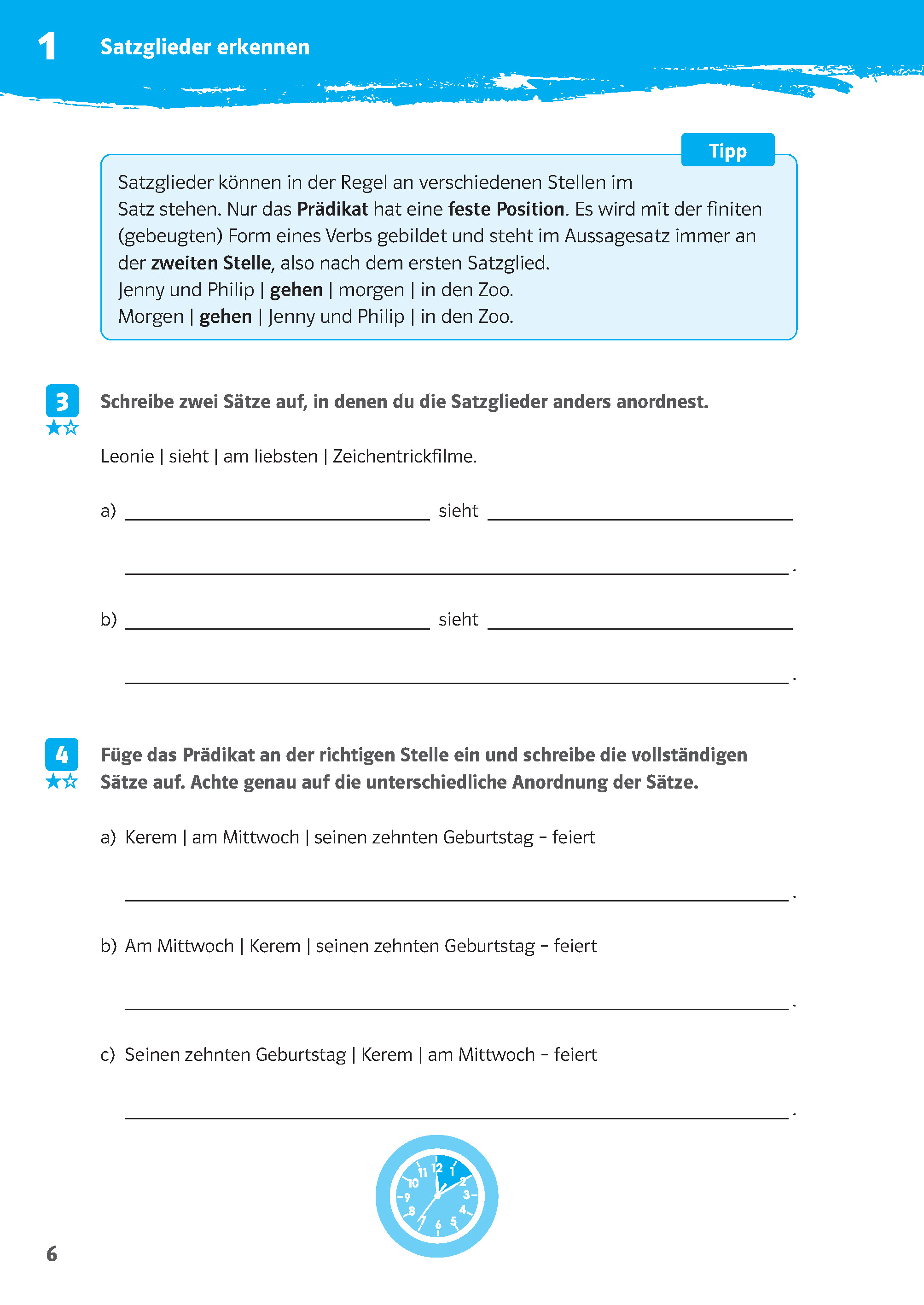Klett 10-Minuten-Training Deutsch Grammatik Satzglieder bestimmen 5./6. Klasse