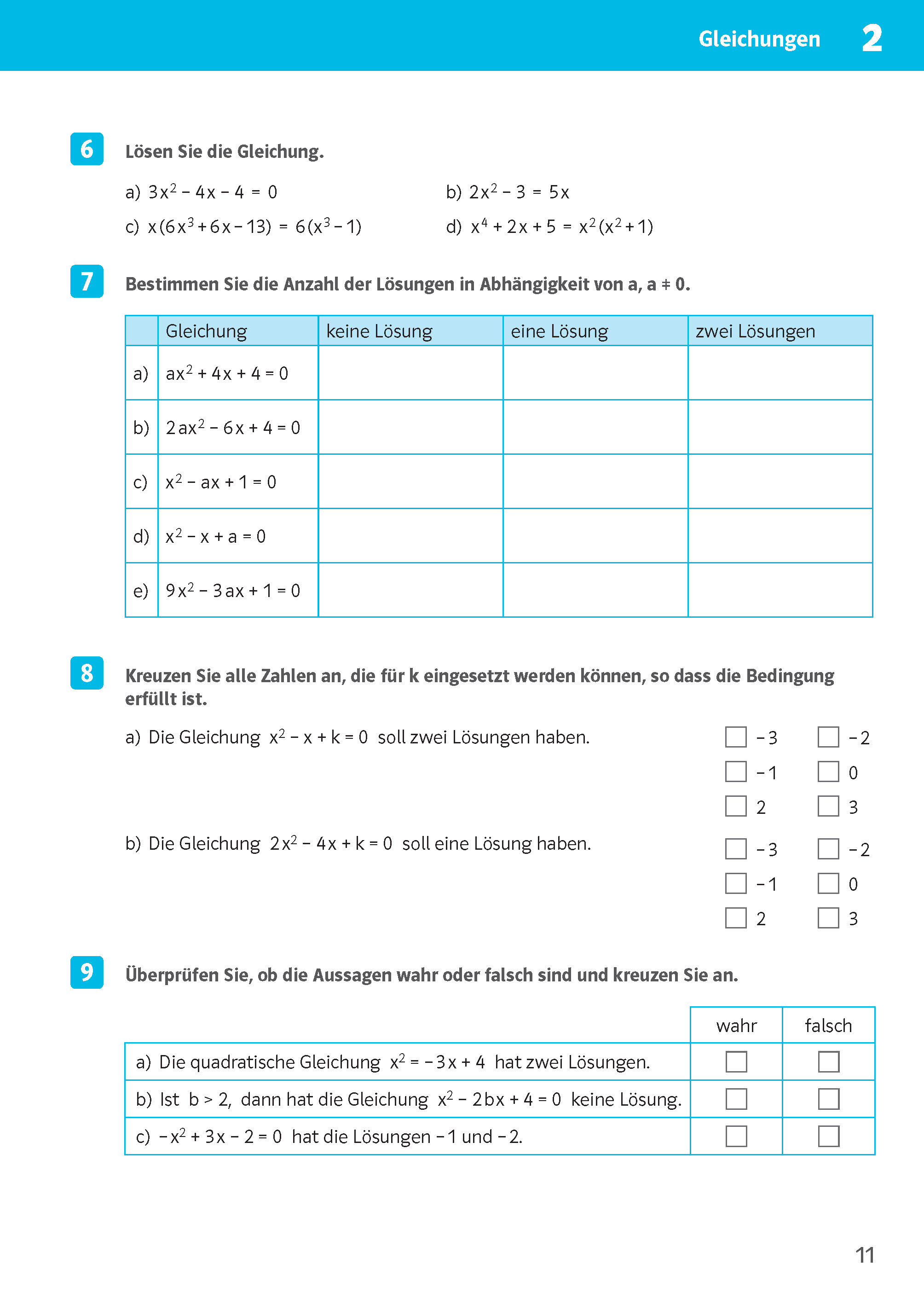 Klett Sicher im Abi 10-Minuten-Training Oberstufe Mathematik Gleichungen