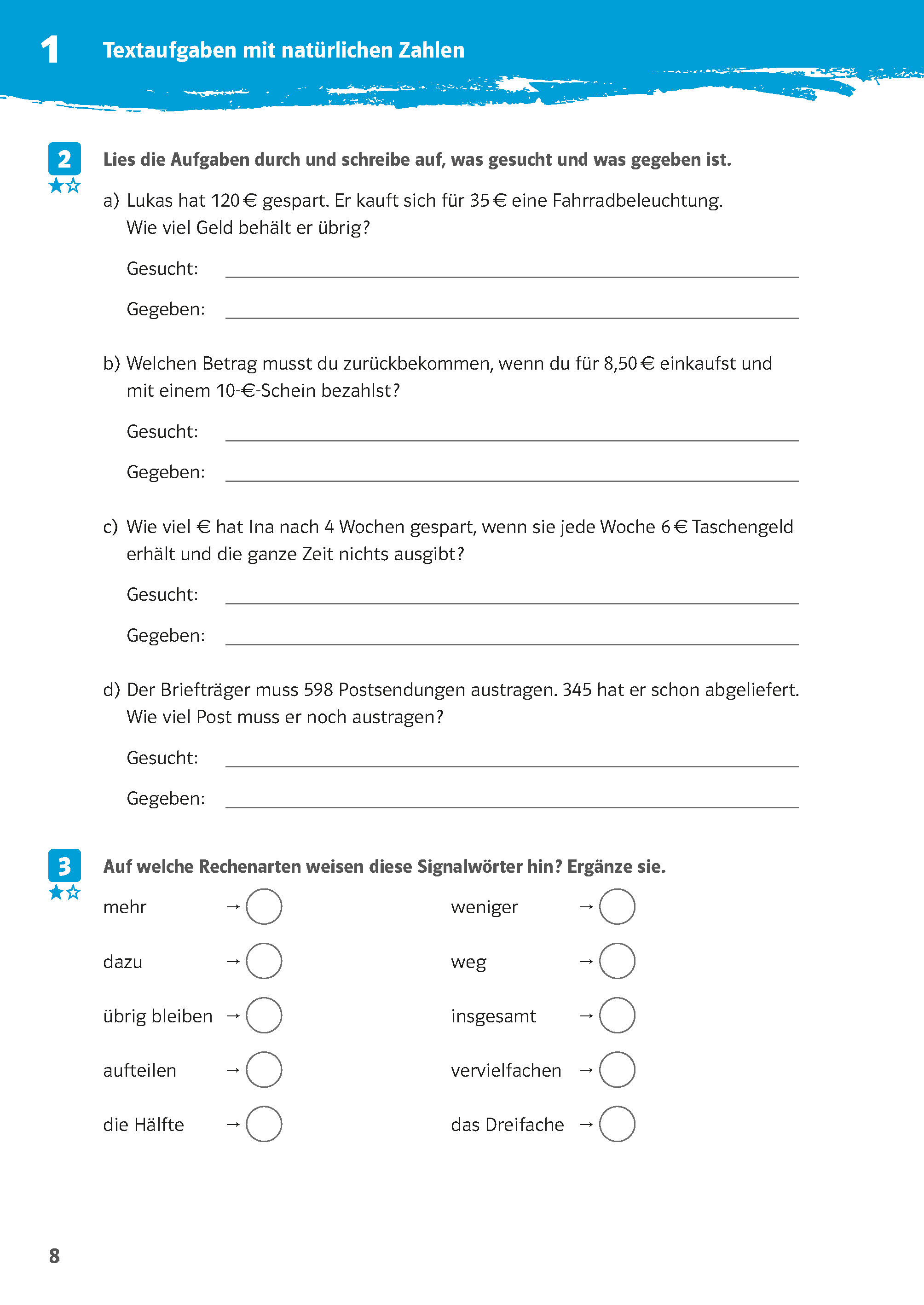 Klett 10-Minuten-Training Mathematik Textaufgaben 5. Klasse